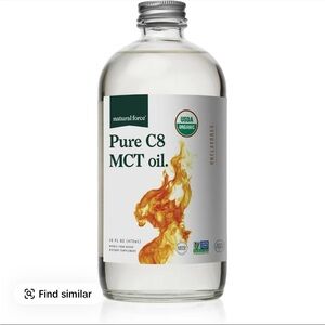 Natural Force Organic Pure C8 MCT Oil – Liquid MCT Oil in Glass Bottle Container